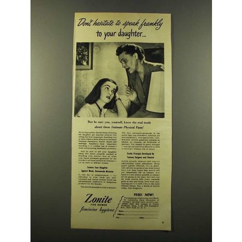 1946 Zonite Feminine Hygiene Ad - Don't Hesitate