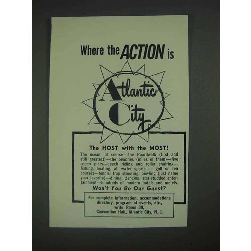 1967 Atlantic City New Jersey Ad - Where the Action Is