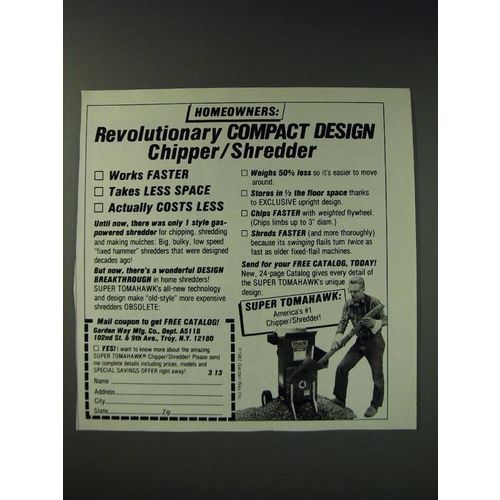 1987 Garden Way Super Tomahawk Chipper/Shredder Ad - Homeowners: Revolutionary