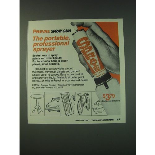 1988 Preval Spray Gun Ad - The portable, professional sprayer
