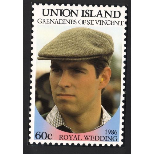 UNION ISLAND 1986 ROYAL WEDDING 60c ANDREW FLAT CAP PHQ STATIONERY CARD UN-USED