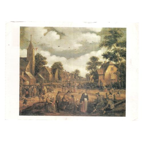 VILLAGE SCENE by Joost Cornelisz Droochsloot used postcard 1993 postmark =
