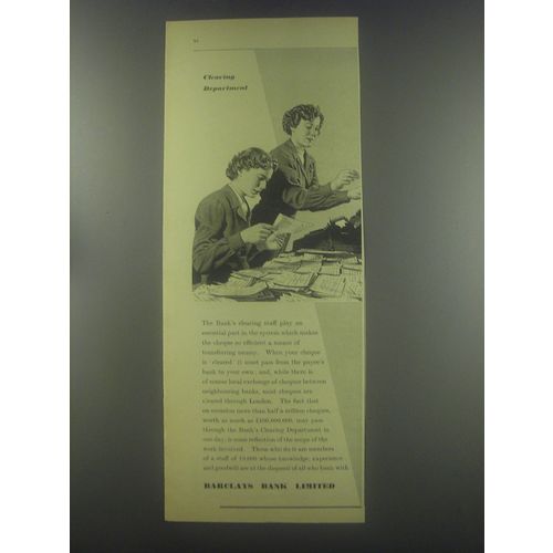 1954 Barclays Bank Ad - Clearing department
