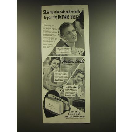 1939 Lux Soap Advertisement - Andrea Leeds - Skin must be soft and smooth