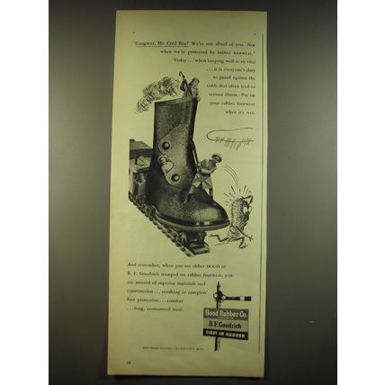 1944 B.F. Goodrich Rubber Footwear Ad - Gangway, Mr. Cold Bug