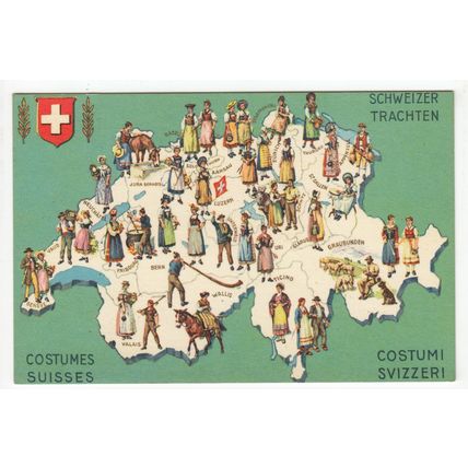 Switzerland Costume Map Postcard 407