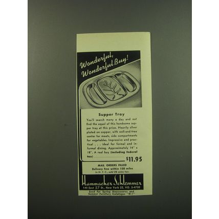 1949 Hammacher Schlemmer Supper Tray Ad - Wonderful, Wonderful Buy