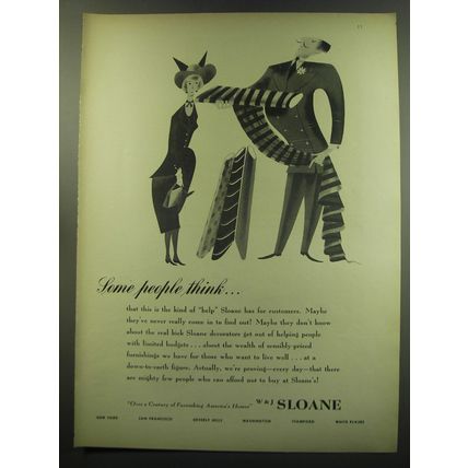 1949 W&J Sloane Furniture Ad - The Kind of Help Sloane Has