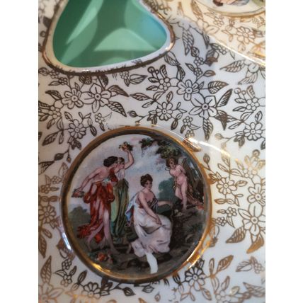 Pretty Serving Dish Classic Scenes Against Floral Background. Makers mark empire