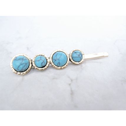 Gold metal and turquoise stone retro bohemian hair stick bobby pin
