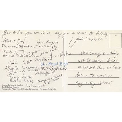 Scottish Parliament Hand Signed Autograph Scotland Postcard