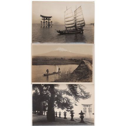 Japanese Fisherman in Sailing Boat Antique Old 3x Postcard Photo s