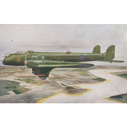 Fairey Hendon Long Range Night Bomber WW2 Plane Old Rare Postcard