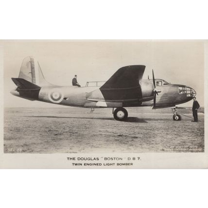 The Douglas Boston Twin Engined Bomber Real Photo Aircraft WW2 Postcard