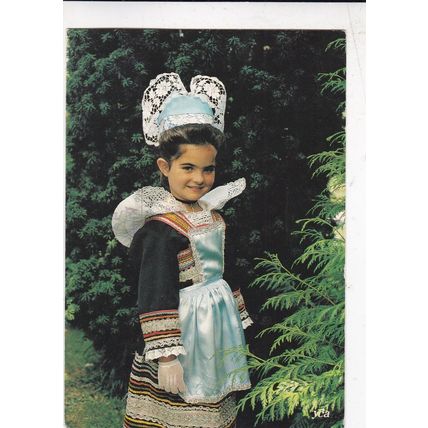 Folklore costume L'Aven France Postcard posted 1988 creased