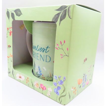 Loveliest Friend Fine China Mug Floral with Green Background 8.5 CM Verse Gift