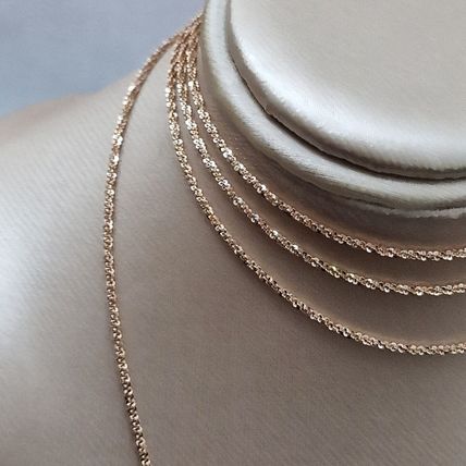 Diamond Cut Fine Rock Chain 36" Long Rose Gold Overlay 925 Sterling Silver 3.95g