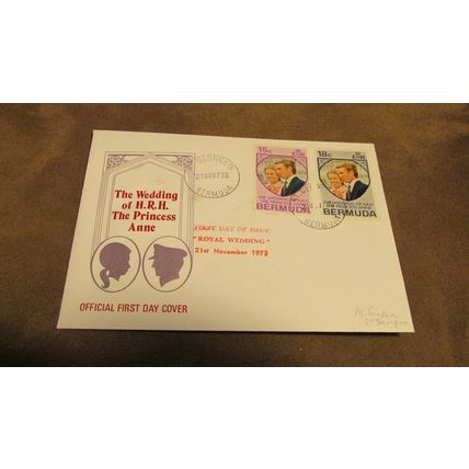 1973 Bermuda FDC Cover - H.R.H Princess Anne Royal Wedding