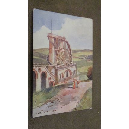 Early Hall Water Colour Series Postcard - Laxey Wheel - Isle of Man