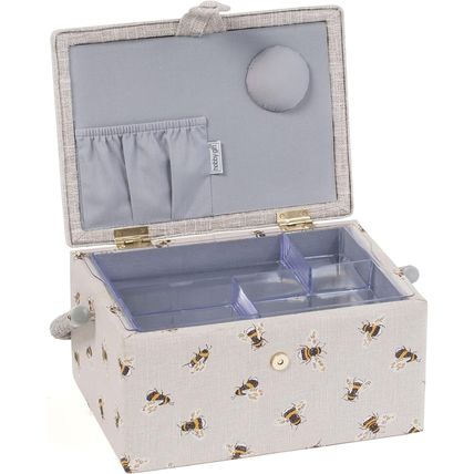 HobbyGift Medium Sewing Box (Embroidered) - Bee Design - High Quality Storage