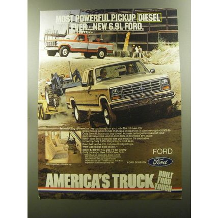 1982 Ford 6.9L Diesel Pickup Truck Ad - Most powerful pickup diesel ever