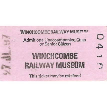 Winchcombe Railway Museum Edmondson Ticket Unaccompanied Child or Senior Citizen