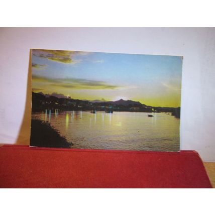 AT NIGHT, SARAWAK RIVER, KUCHING, SARAWAK, MALAYSIA unused postcard =