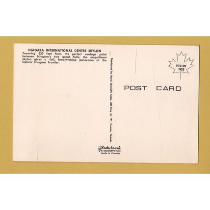 Niagara International Centre Skylon - Postally Unused - Plastichrome Postcard