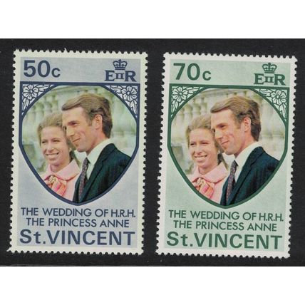 St. Vincent Royal Wedding Princess Anne 2v 1973 MNH SG#374-375