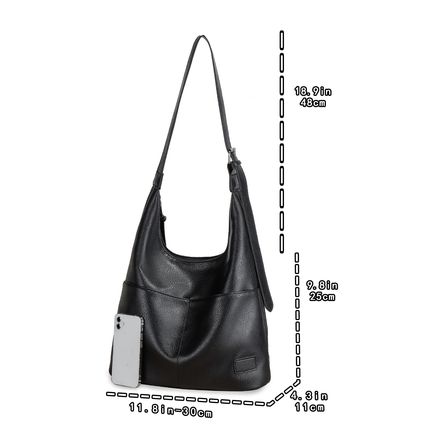 Women Vegan Leather Top Handle Shoulder Purses and Handbags Black