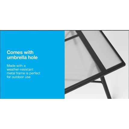 Glass Rectangle 6 Person Outdoor Patio Dining Table Black - Room Essentials