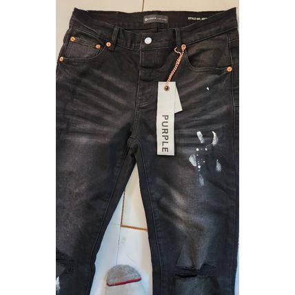 New purple brand men's Black Spash-INK personality fashion jeans, size 32