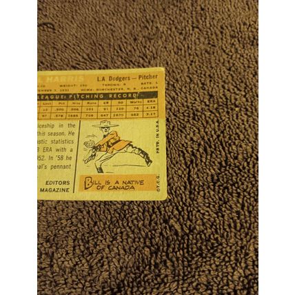 1960 Topps # 128 RC Bill Harris Los Angeles Dodgers Pitcher 3.0 VG Condition