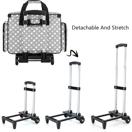 LUXJA Sewing Machine Case with Detachable Dolly, Rolling Sewing Machine Tote wit