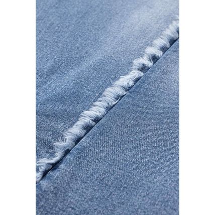 Beau Blue Vintage Stitching Raw Hem Flared Jeans