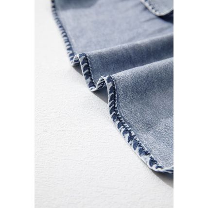 Ashleigh Blue Ruffled Shirred Neckline Sleeveless Denim Tank Top