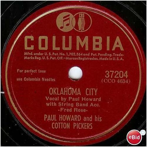 Columbia 78 #37204 - Paul Howard & His Cotton Pickers - "Oklahoma City"