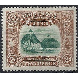 St Lucia 1902 SG63 2d Green & Brown Mounted Mint ..