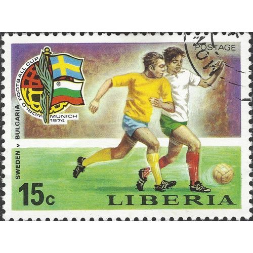 LIBERIA, FOOTBALL, W Germany World Cup, green 1974, 15c