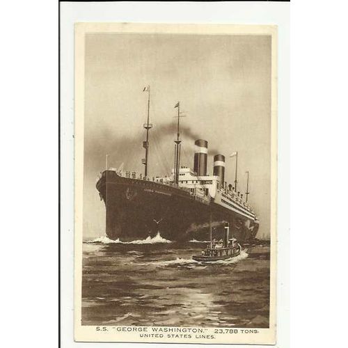 United States Lines SS GEORGE WASHINGTON Company Art Postcard