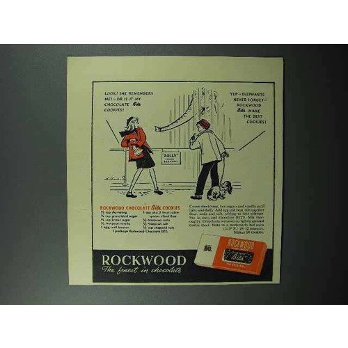 1948 Rockwood's Chocolate Bits Ad - Elephant