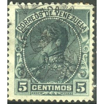 Venezuela 1900 - SG199 - 5c green - Bolivar optd "Ramon Tellos Mendoza" - used