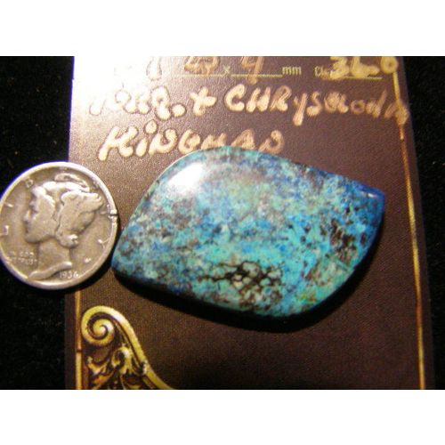 TURQUOISE CHRYSOCOLLA KINGMAN AREA 39x25x4mm RING/PENDANT CAB 36.0 cts. #4A-1725