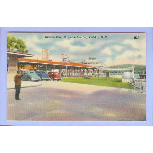 New York Catskill Hudson River Day Line Landing View Boat Landing w/Large ~74