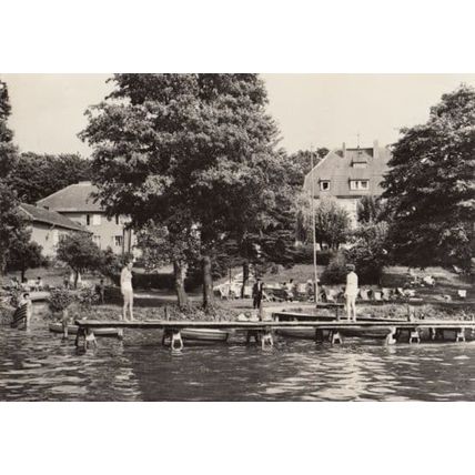 FDGB Erholungsheim Franz Kirsch Diensdorf AM Scharmutzelsee River Boat Postcard