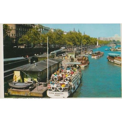 Queen Boadicea Passenger Boat Ship On River Thames London Postcard