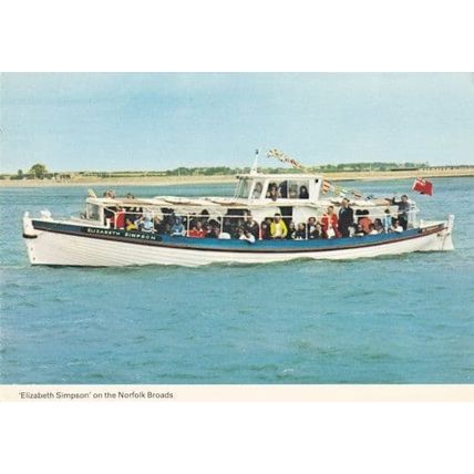 Elizabeth Simpson Ship Guided Tours on Norfolk Broads Postcard