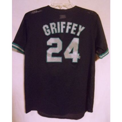 VTG Blue Seattle Mariners Ken Griffey #24 Mesh Button Up Shirt Boys XL MLBPA Tag