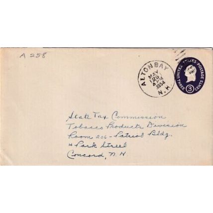 United States 1954 Alton Bay NH-Concord NH Cover Alton Bay cancel written VGC