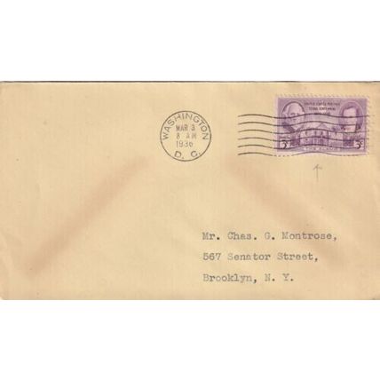 United States 1936 Washington DC-Brooklyn NY Cover Washington DC cancel typed